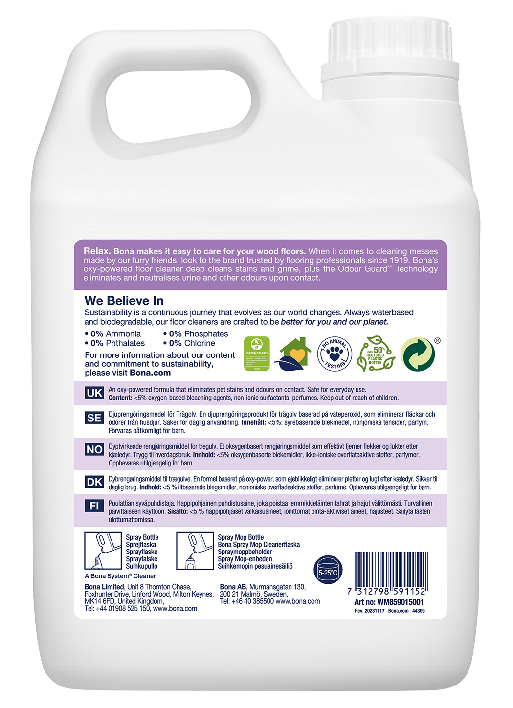 Bona Pet System™ Wood Floor Deep Cleaner Refill 2,5L (WM859015001)