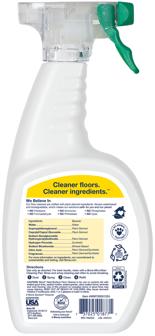Bona Floor Cleaner, Hard-Surface, Lemon Mint, Citrus Scent - 36 fl oz